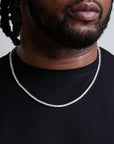 Round Cut Tennis Chain in White Gold - 3mm