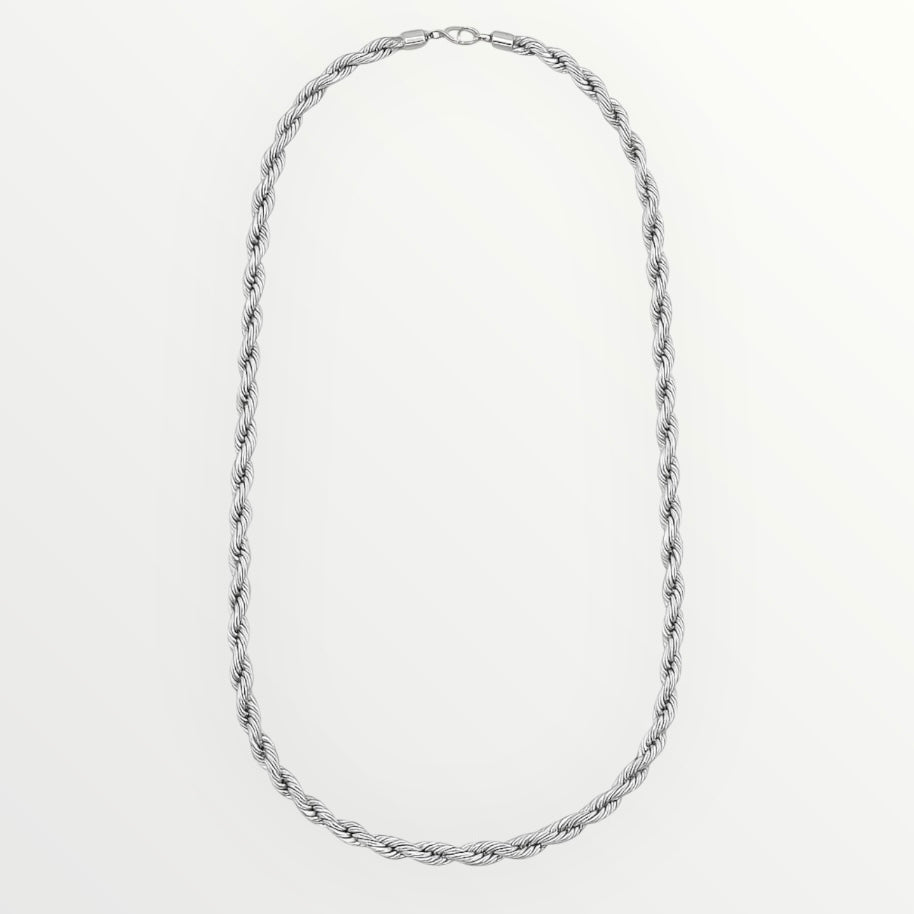 White Gold Rope Chain - 6mm