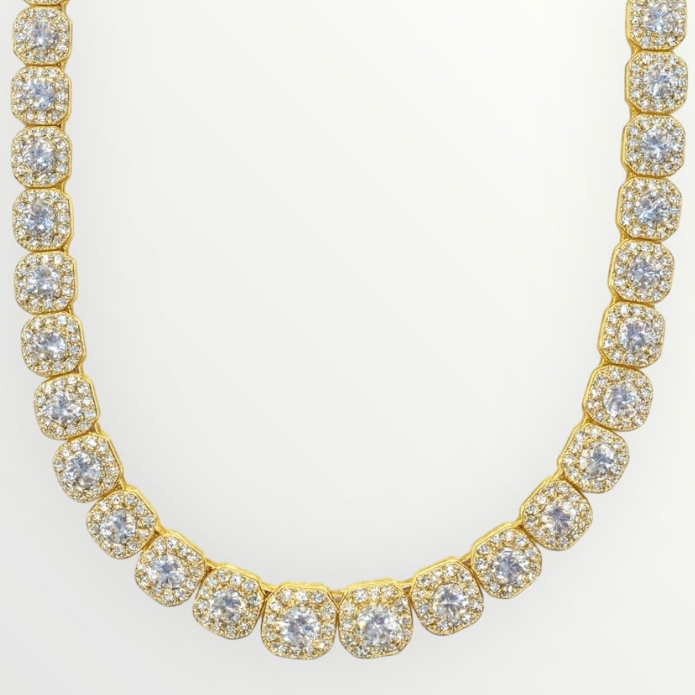 12mm Clustered Tennis Chain in Gold