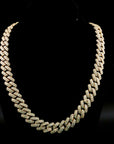 Iced Prong Cuban Link Chain in Gold - 12mm