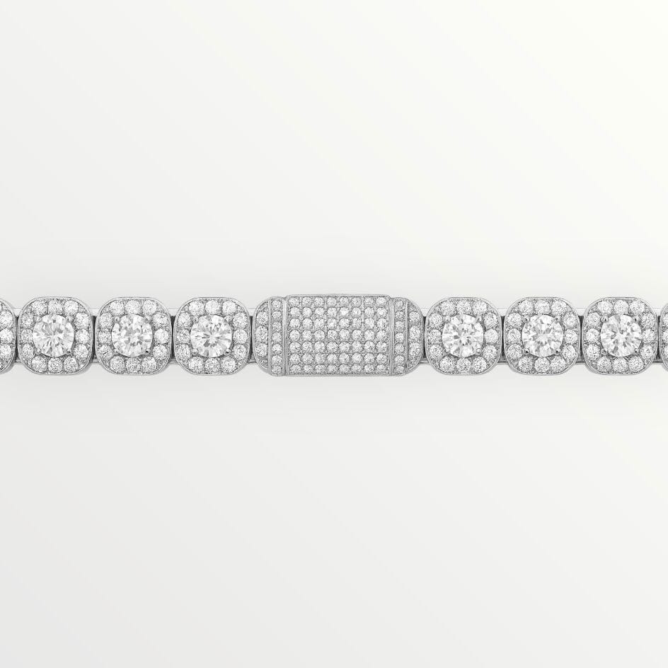 12mm Clustered Tennis Chain in White Gold
