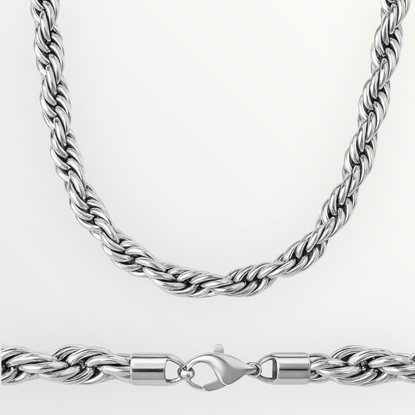 White Gold Rope Chain - 6mm