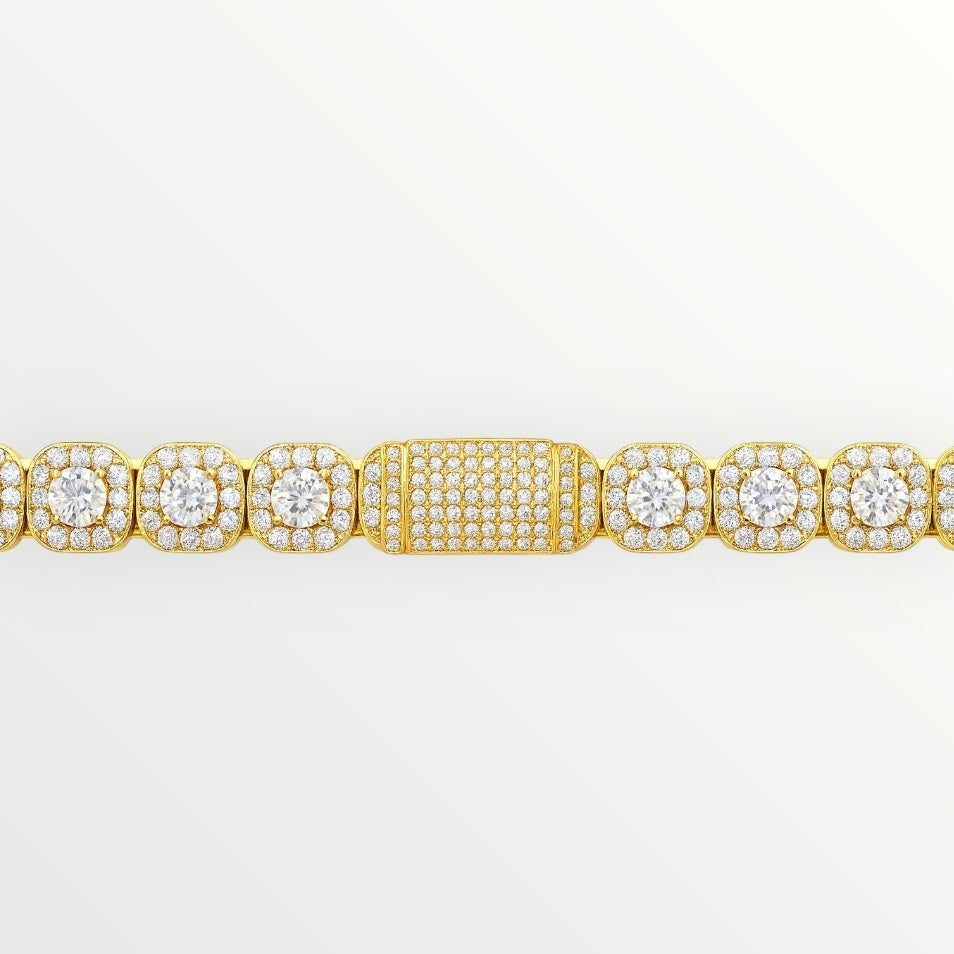 12mm Clustered Tennis Chain in Gold