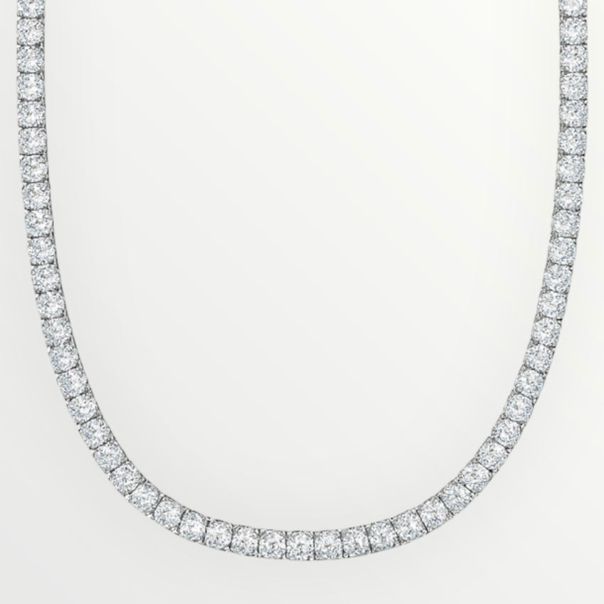 Round Cut Tennis Chain in White Gold - 5mm