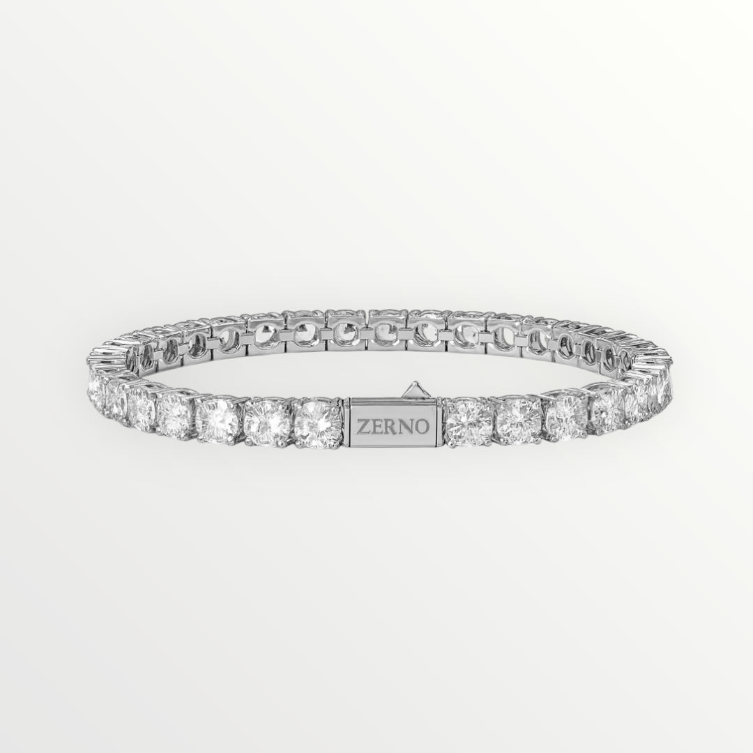 Round Cut Tennis Chain Bracelet in White Gold - 5mm