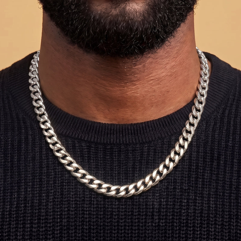 Cuban Link Chain in White Gold - 8mm