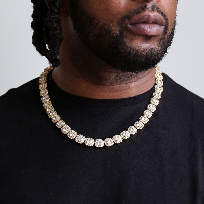 zerno 12mm Clustered Tennis Chain in Gold
