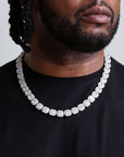 zerno 12mm Clustered Tennis Chain in White Gold