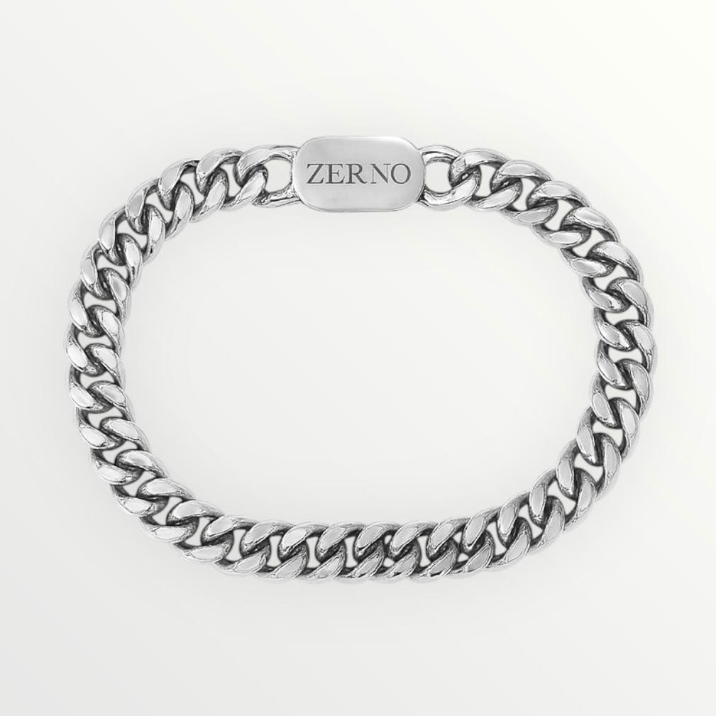 zerno Cuban Link Bracelet in White Gold - 8mm