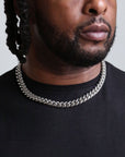 zerno Cuban Link Chain in White Gold - 12mm