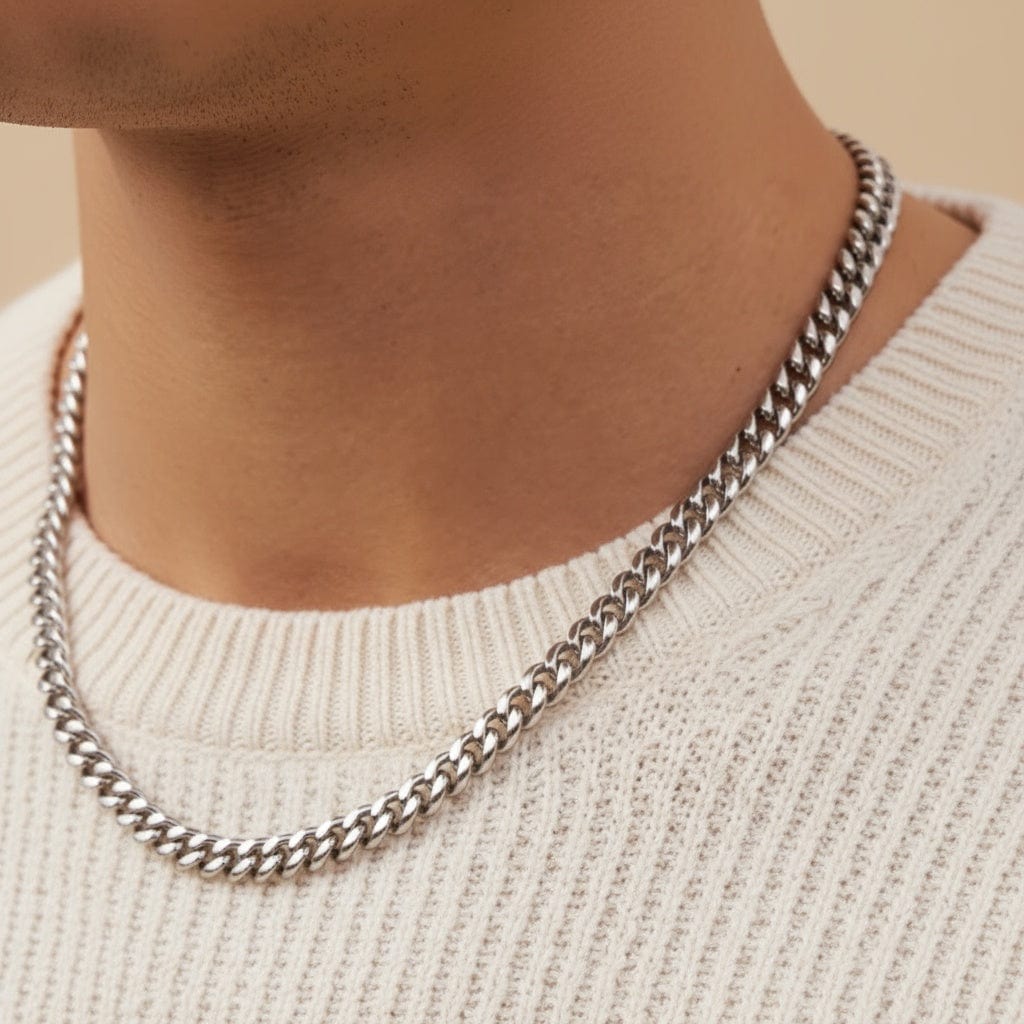 zerno Cuban Link Chain in White Gold - 8mm