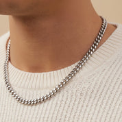 zerno Cuban Link Chain in White Gold - 8mm