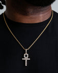 ZERNO Diamond Anhk Cross Pendant in Gold / White Gold