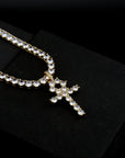 ZERNO Diamond Anhk Cross Pendant in Gold / White Gold