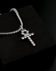 ZERNO Diamond Anhk Cross Pendant in Gold / White Gold