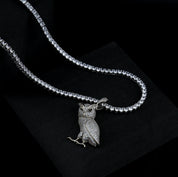 ZERNO Diamond Owl Pendant in Gold / White Gold