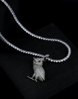 ZERNO Diamond Owl Pendant in Gold / White Gold