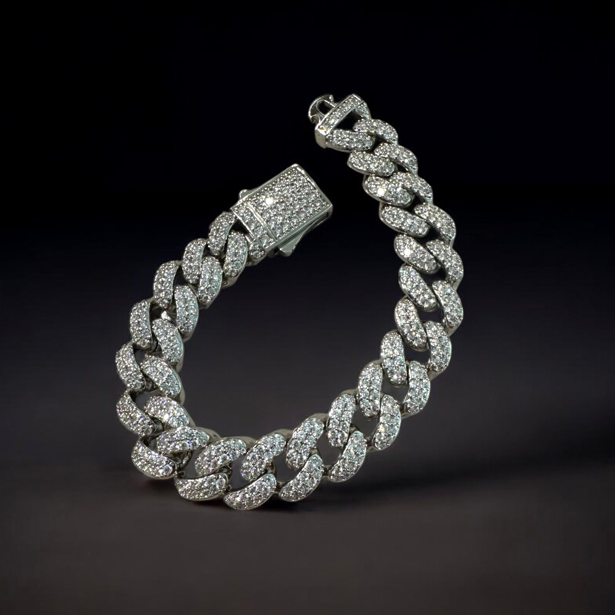 zerno Iced Cuban Link Bracelet in White Gold - 12mm