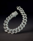 zerno Iced Cuban Link Bracelet in White Gold - 12mm