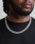 zerno Iced Cuban Link Chain in White Gold - 12mm
