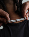 zerno Iced Cuban Link Chain in White Gold - 12mm