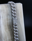 zerno Iced Cuban Link Chain in White Gold - 12mm