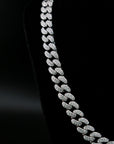zerno Iced Cuban Link Chain in White Gold - 12mm
