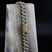 zerno Iced Prong Cuban Link Chain in Gold - 12mm