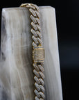 zerno Iced Prong Cuban Link Chain in Gold - 12mm