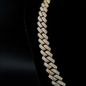 zerno Iced Prong Cuban Link Chain in Gold - 12mm