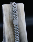 zerno Iced Prong Cuban Link Chain in White Gold - 12mm
