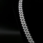 zerno Iced Prong Cuban Link Chain in White Gold - 12mm