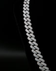 zerno Iced Prong Cuban Link Chain in White Gold - 12mm