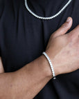 zerno Round Cut Tennis Chain Bracelet in White Gold - 5mm