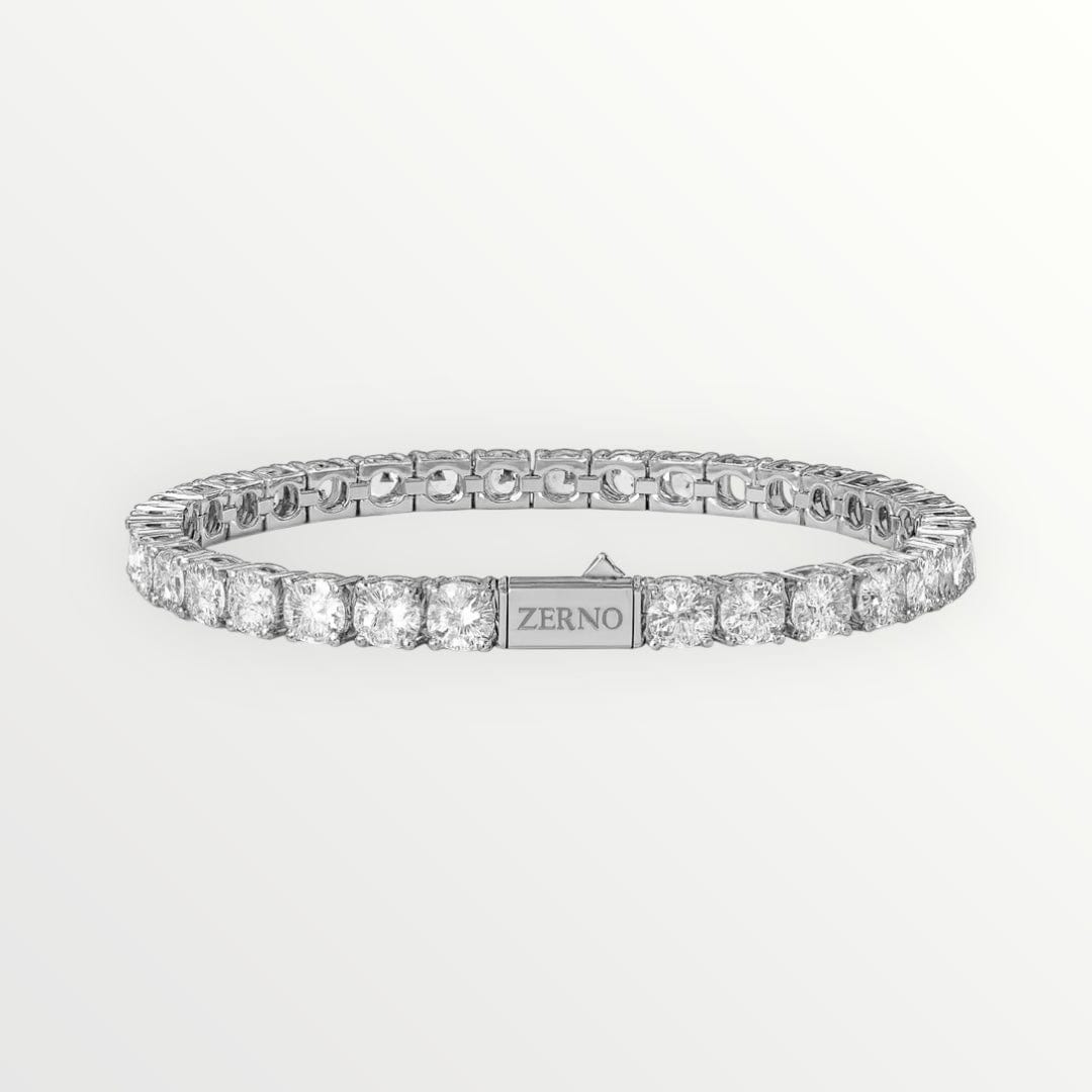 zerno Round Cut Tennis Chain Bracelet in White Gold - 5mm