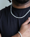 zerno Round Cut Tennis Chain in White Gold - 5mm