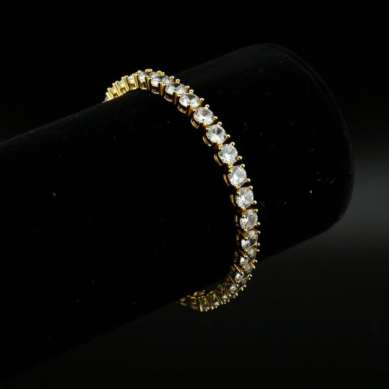 zerno Round Cut Tennis Chain Bracelet in Gold - 5mm
