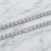 12mm Clustered Tennis Chain in White Gold