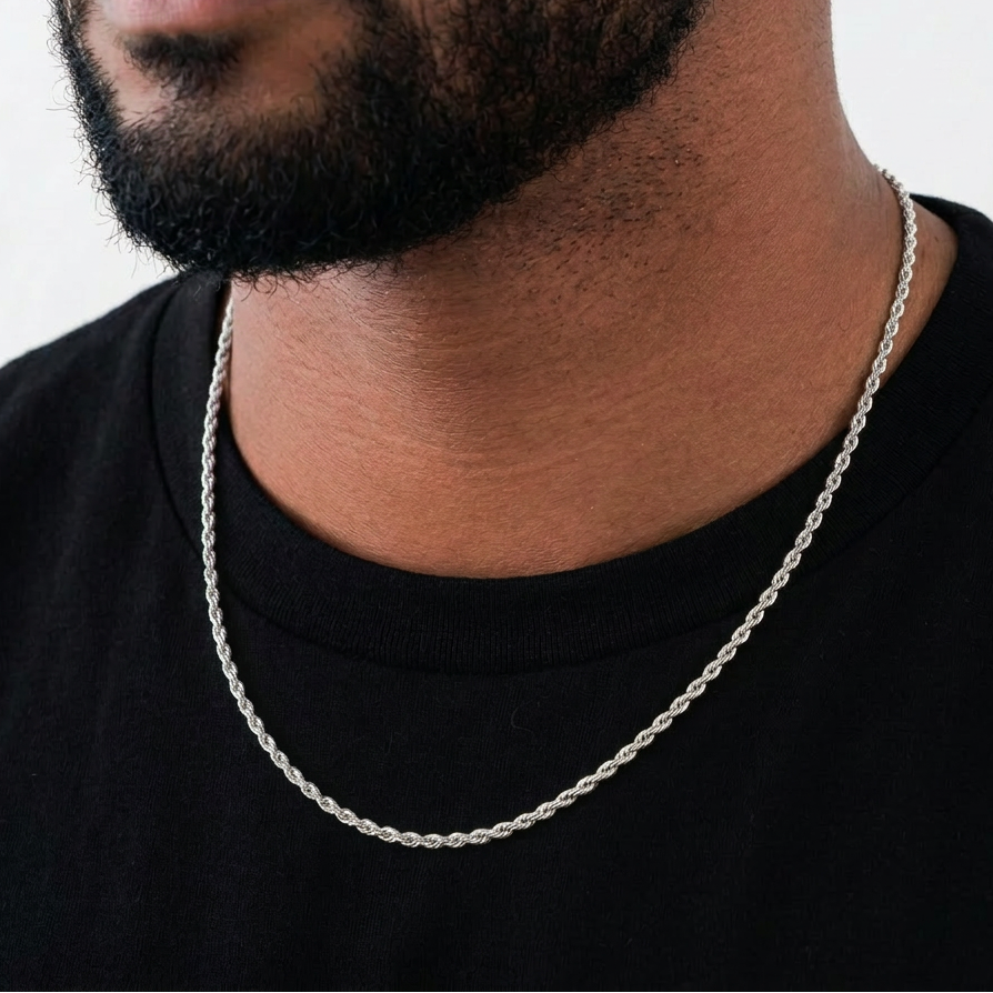 White Gold Rope Chain - 3mm