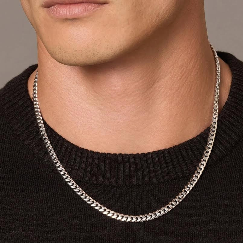 Cuban Link Chain in White Gold - 4mm