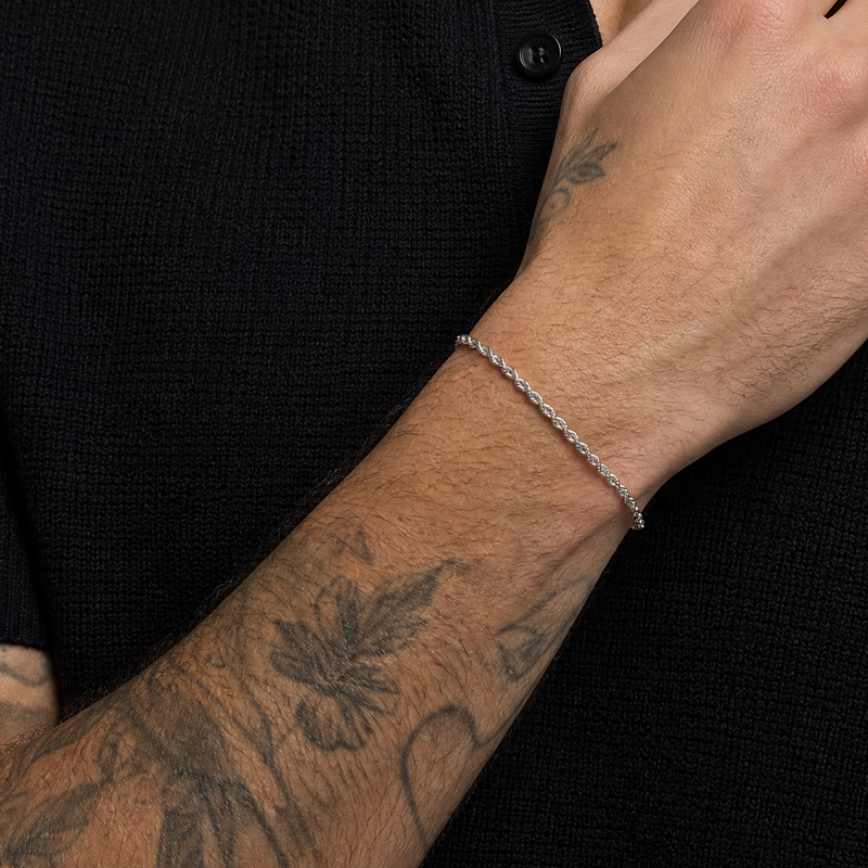 White Gold Rope Bracelet - 3mm