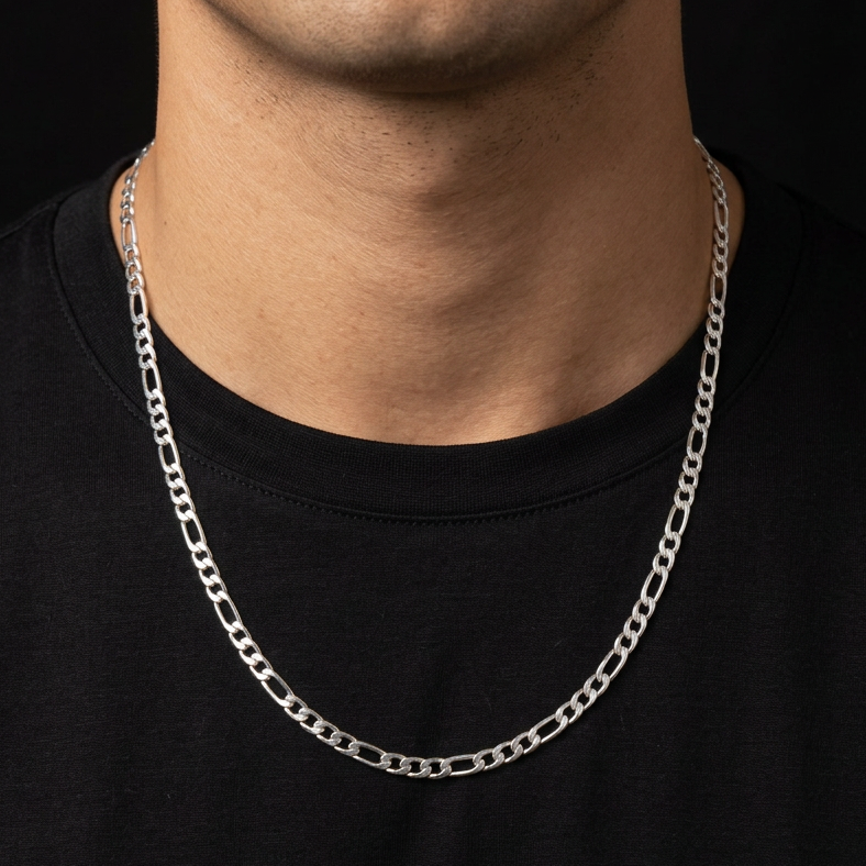 Figaro Chain in White Gold - 6mm