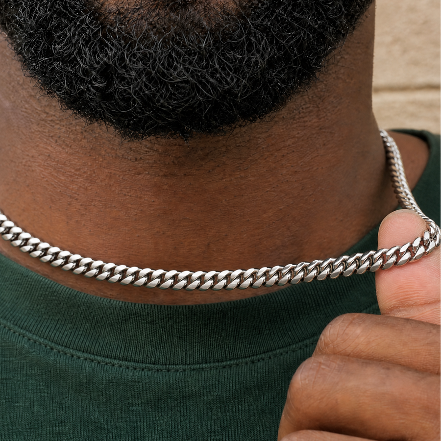 Cuban Link Chain in White Gold - 6mm