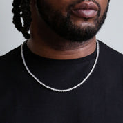 Round Cut Tennis Chain in White Gold - 3mm