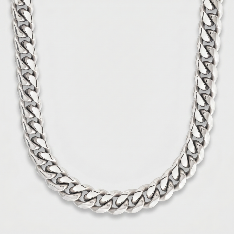 Cuban Link Chain in White Gold - 10mm
