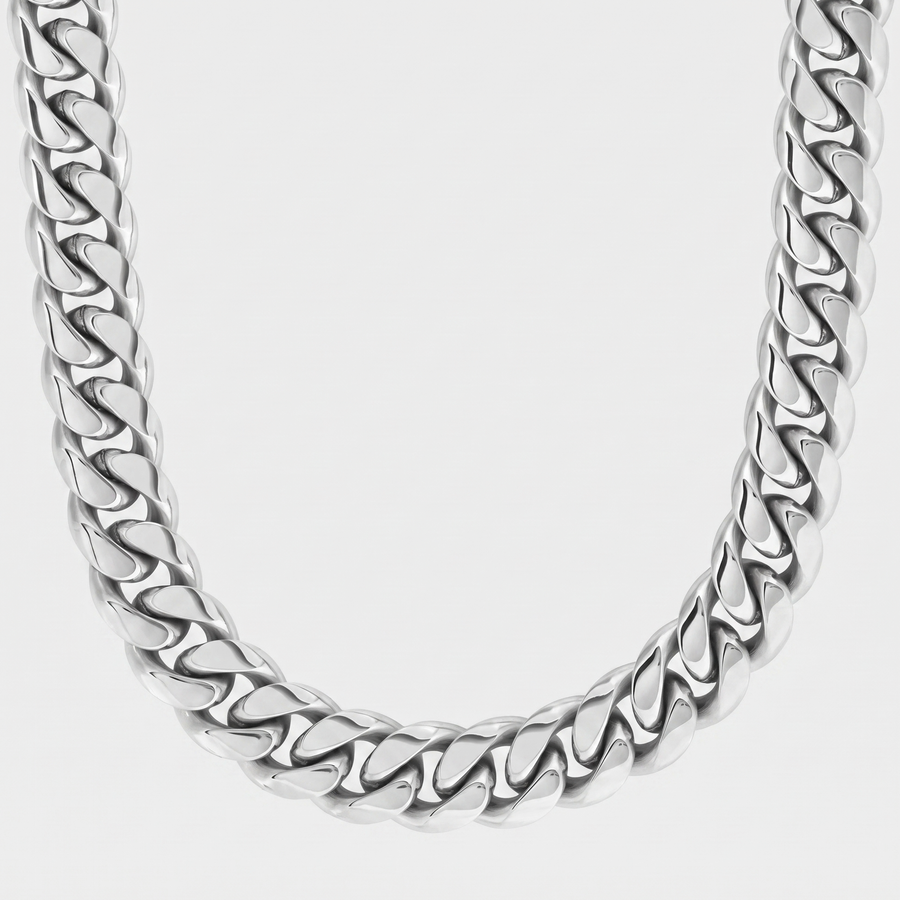 Cuban Link Chain in White Gold - 12mm
