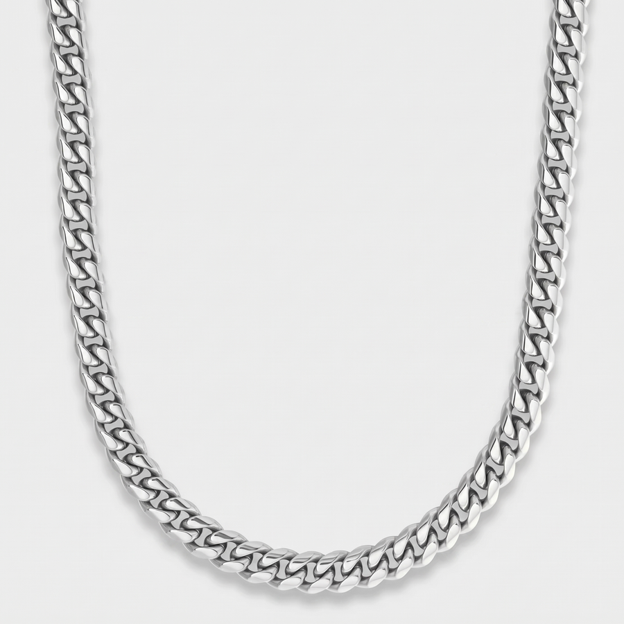 Cuban Link Chain in White Gold - 6mm