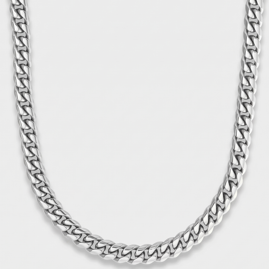 Cuban Link Chain in White Gold - 8mm