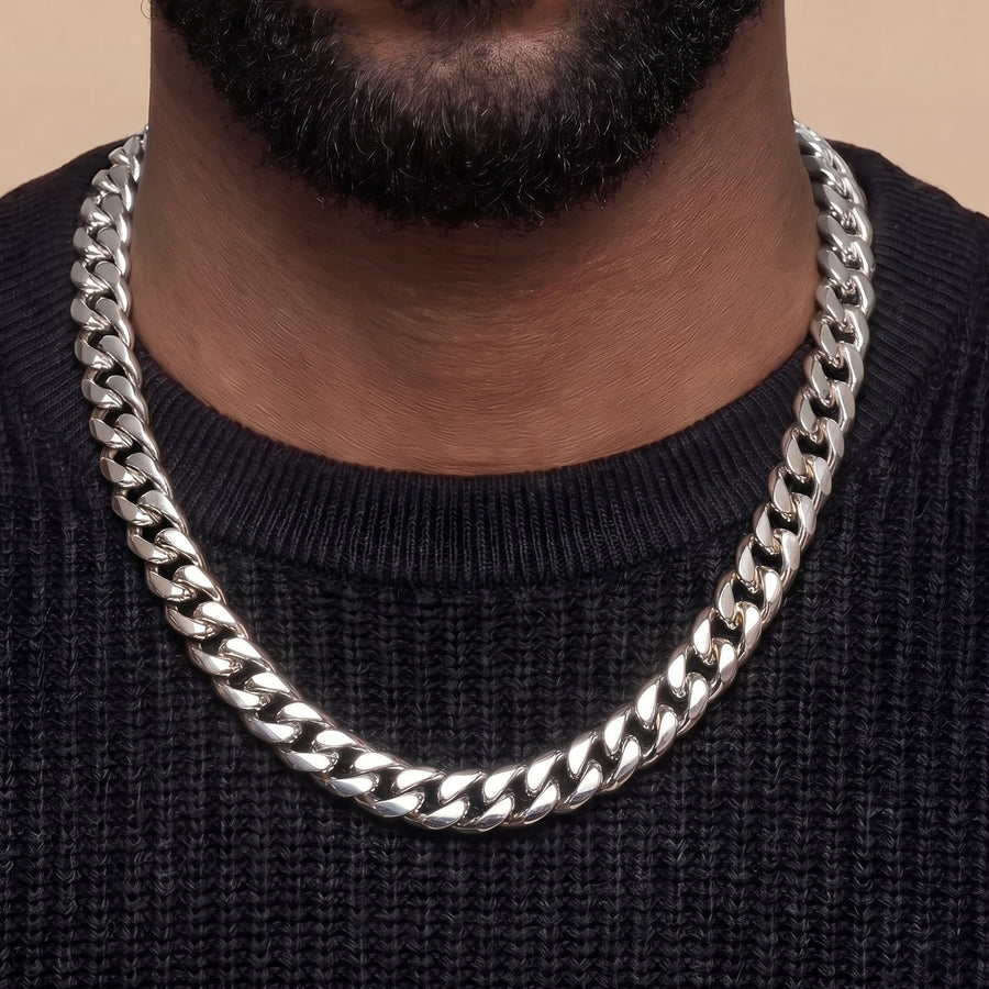 Cuban Link Chain in White Gold - 12mm