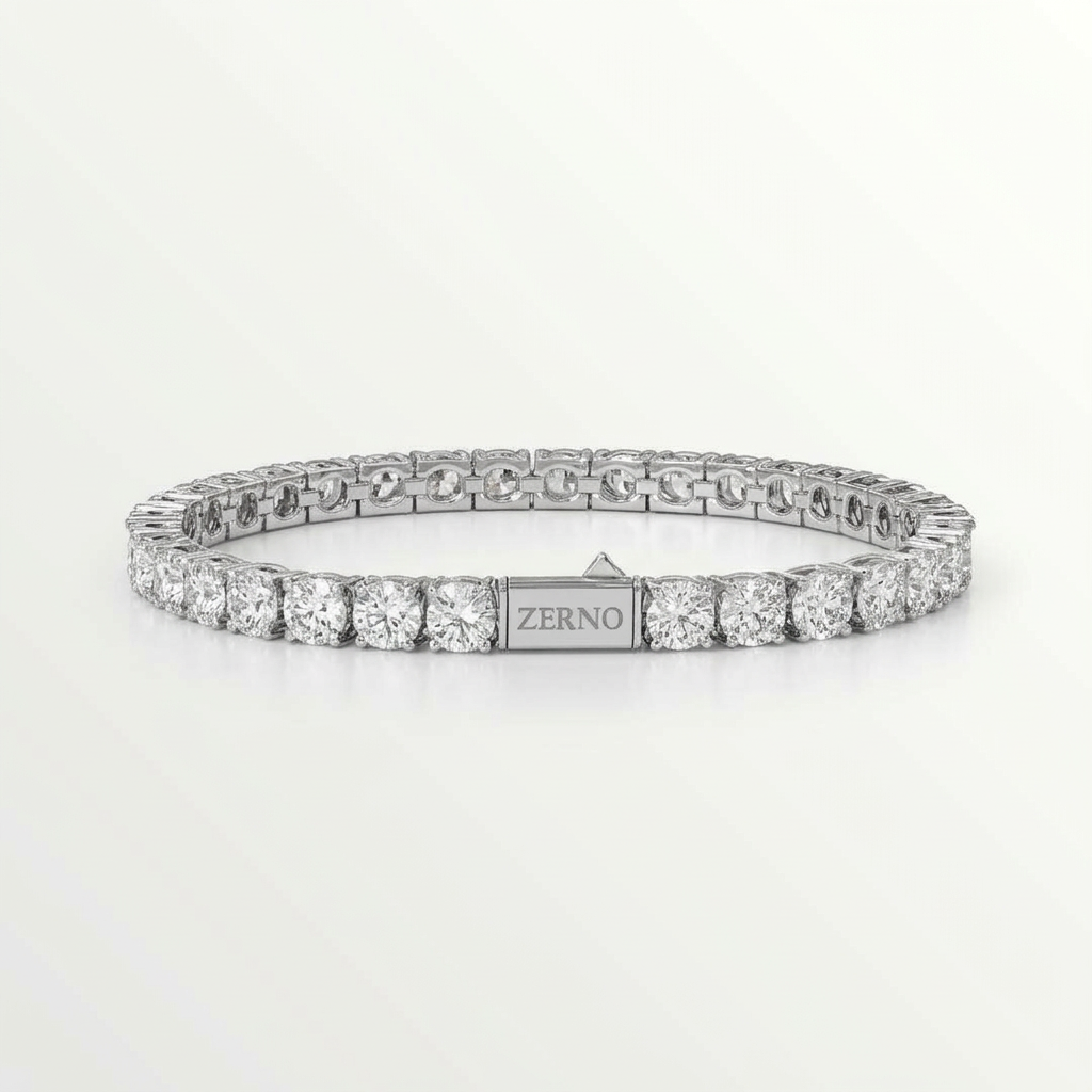 Round Cut Tennis Chain Bracelet in White Gold - 5mm